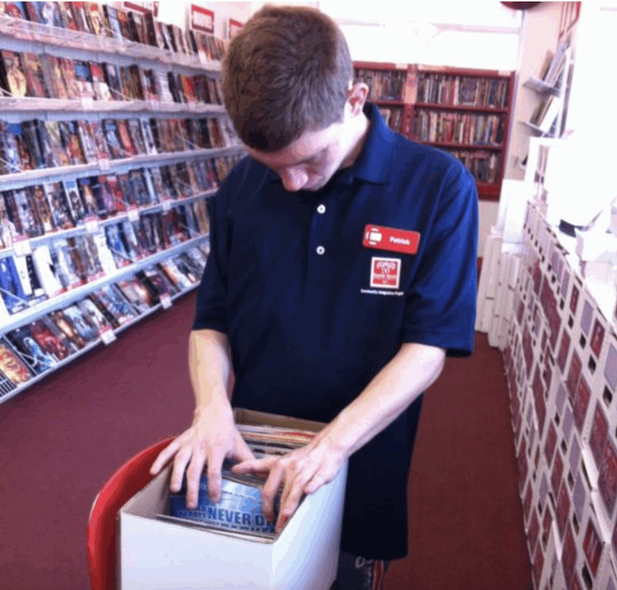 patrick working at the comic book store before hb threads